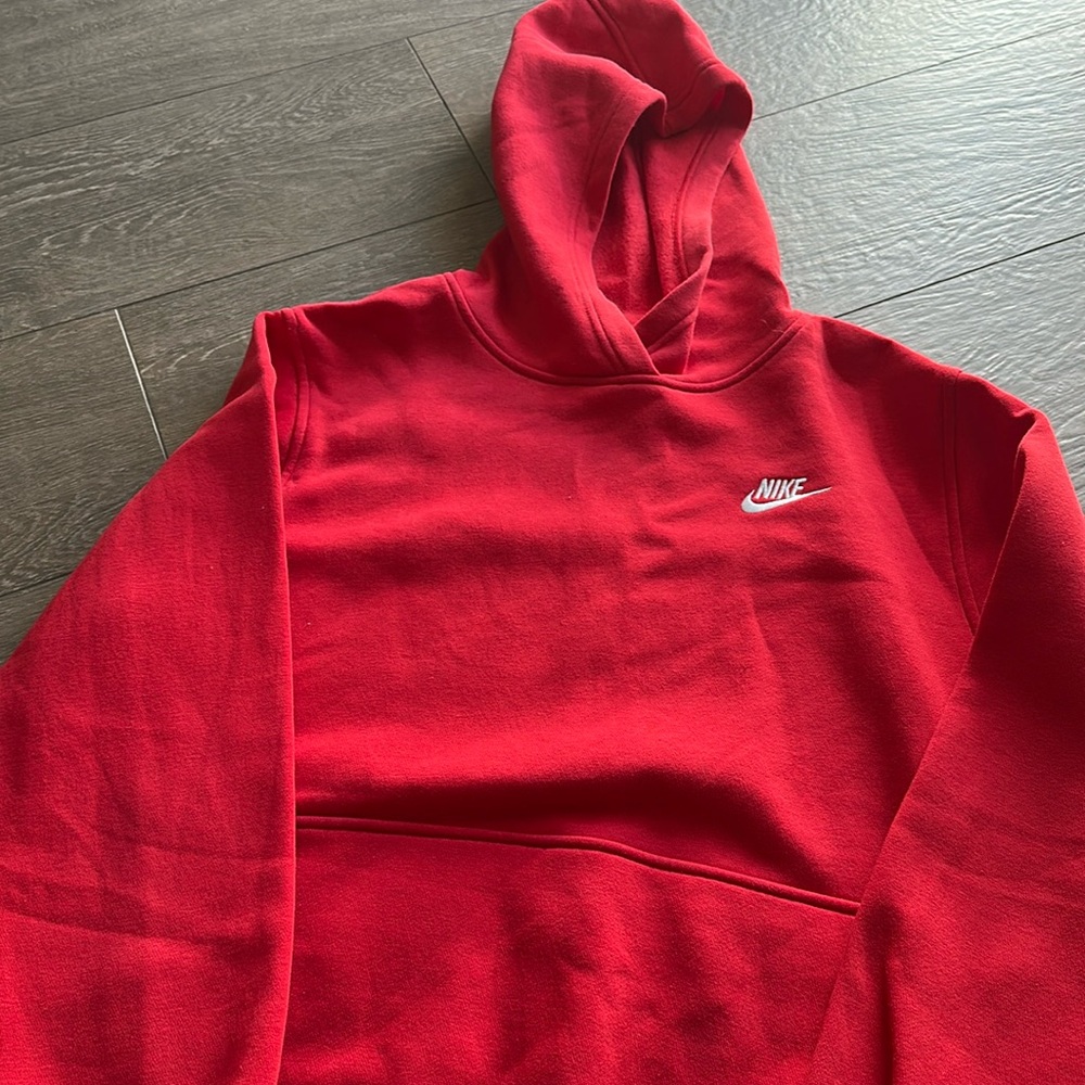 Nike boys red fleece hoodie. Size large 14